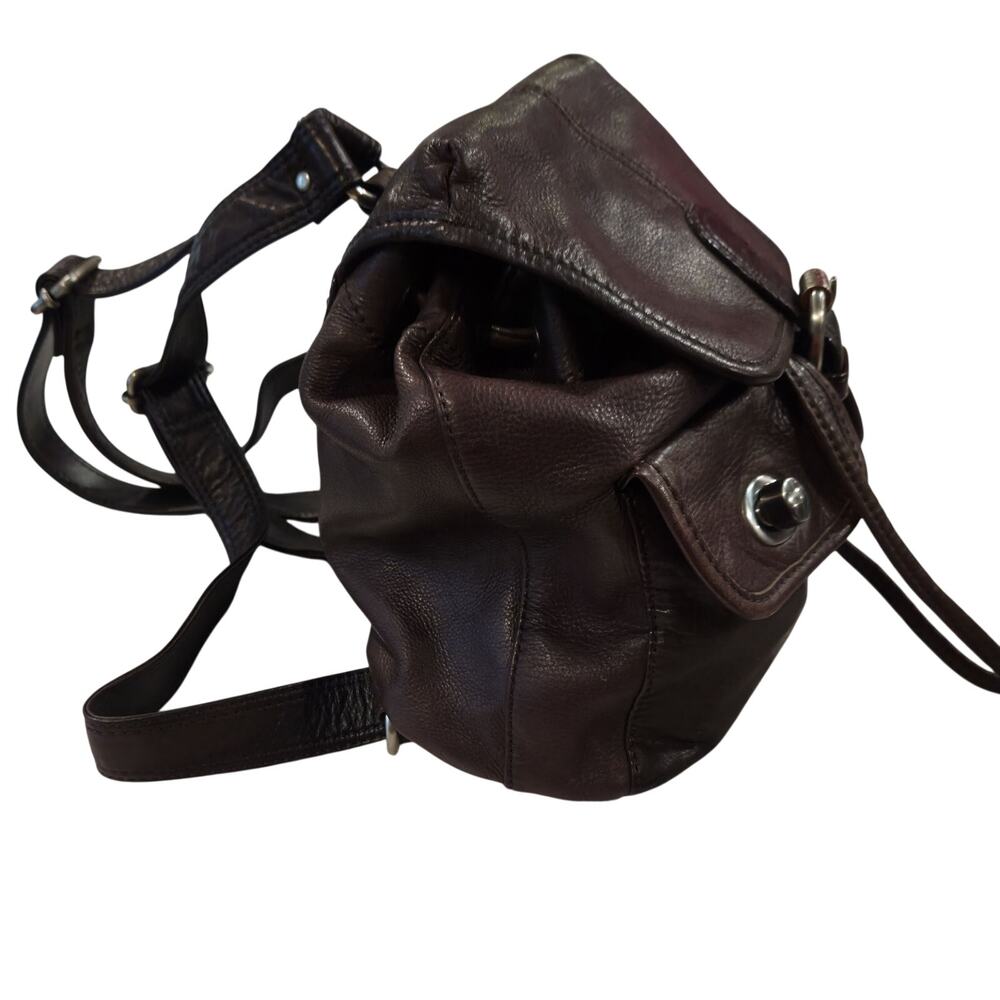 Y2K Slouchy Leather Backpack Brown Utility Bag Cargo Pocket Vintage Boho Grunge - Picture 6 of 16